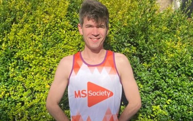 Ivo Graham wearing an MS Society running vest