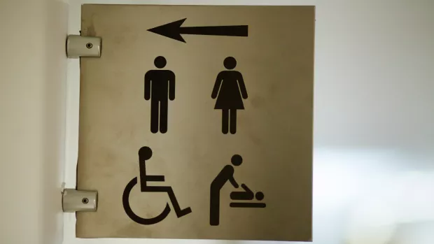 A WC sign