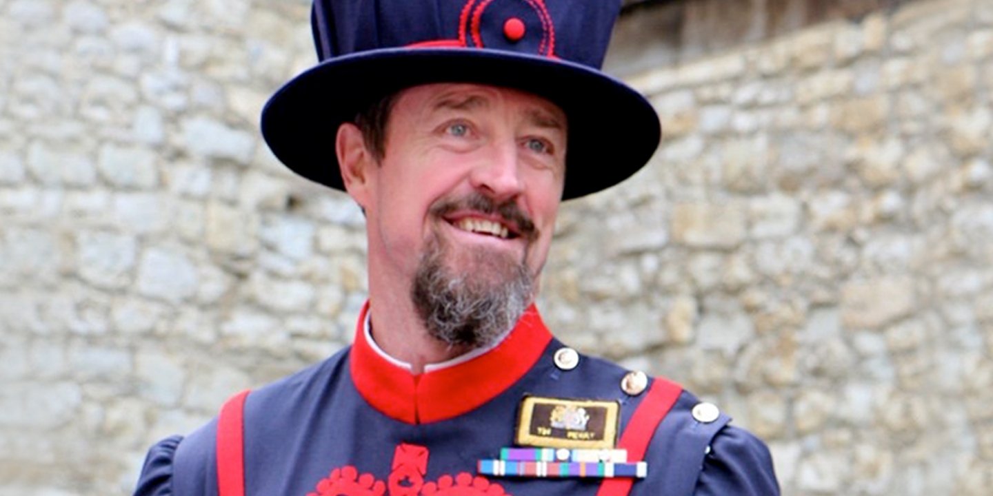Andy dressed in his beefeater uniform