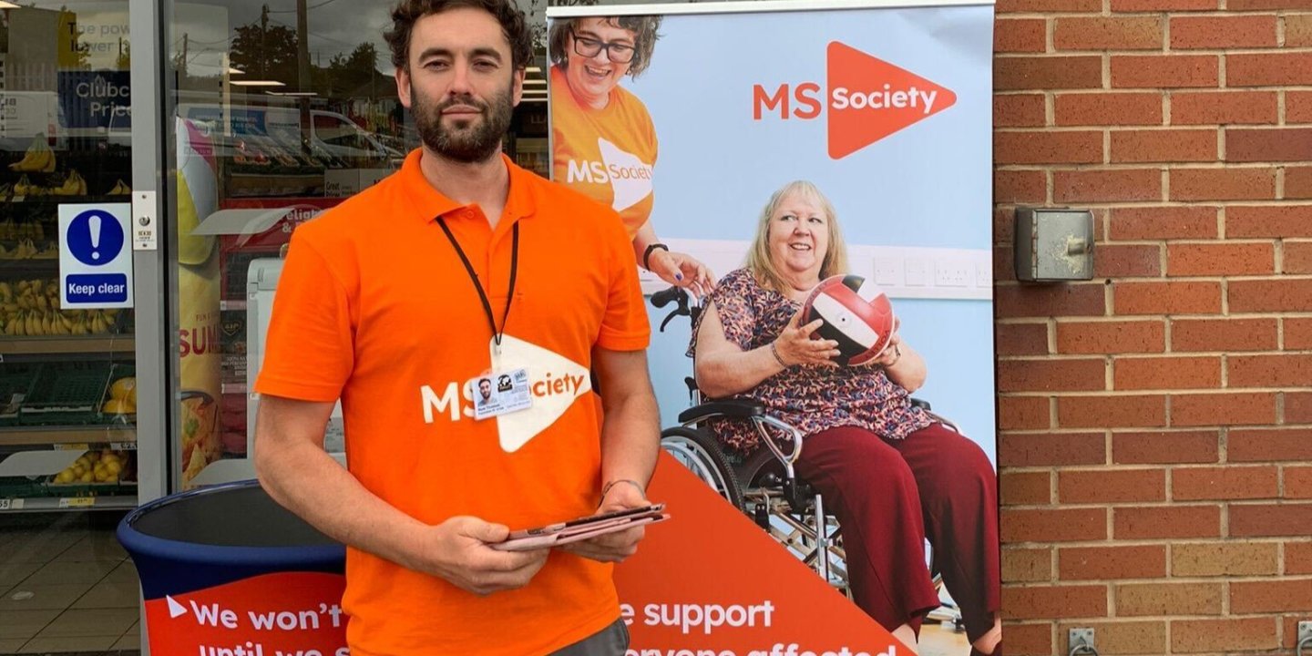 Picture of a male fundraiser for the MS Society
