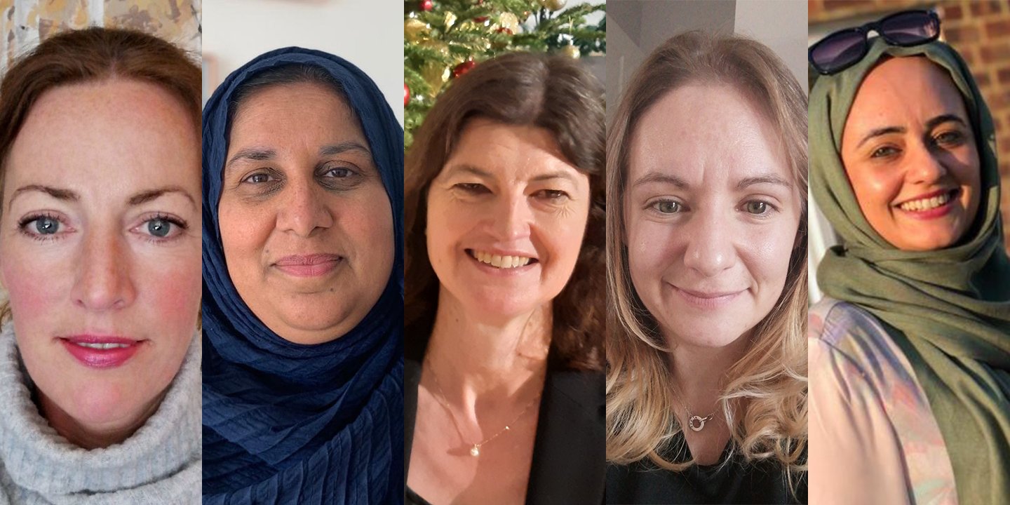 A montage of 5 women's headshots looking directly at the camera