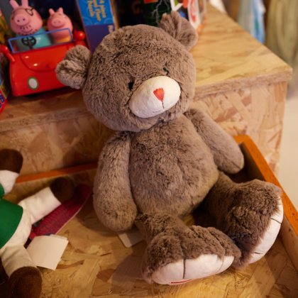 a teddybear and other small toys