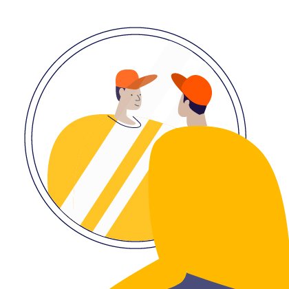 Illustration of person looking in a mirror