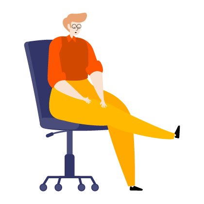 Illustration of person on a chair with their hands on their leg