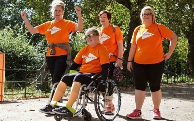 People taking part in MS Walk wearing MS Society t-shirts