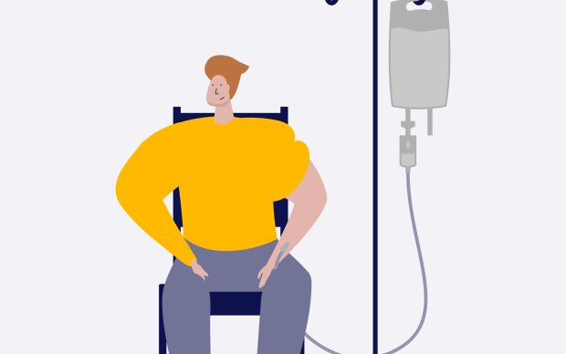 An illustration of someone receiving an infusion