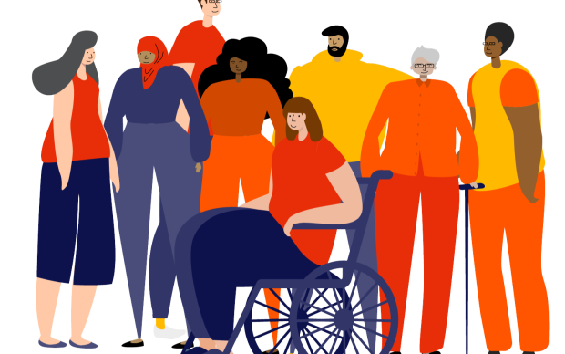Illustration of a group of people of different genders and backgrounds