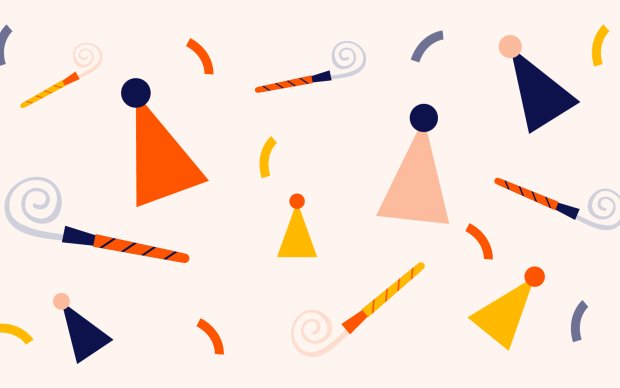 Illustration of party hats and poppers