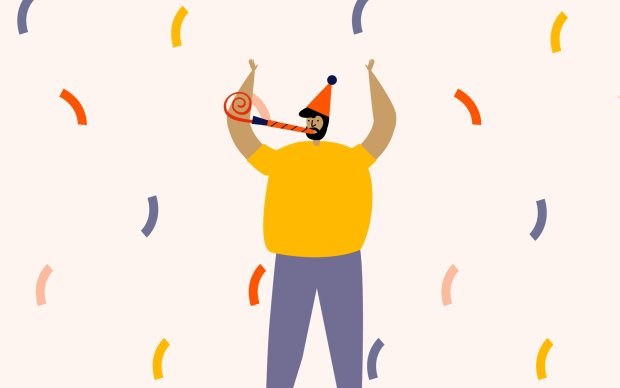 Illustration of a man celebrating