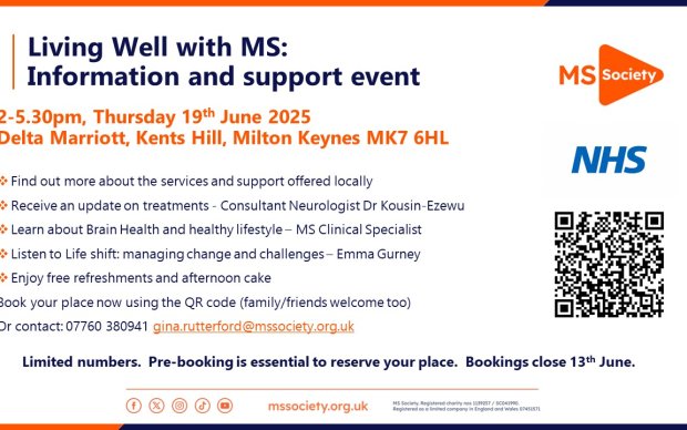 A poster showing details for an information and support event with a QR code