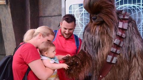 Beccy and family meeting Chewbacca