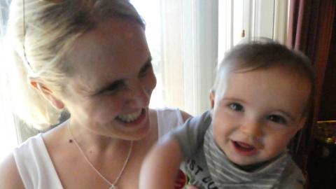Beccy and her child smiling