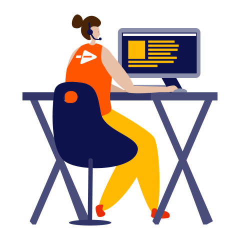 Illustration of a person sat at a desk