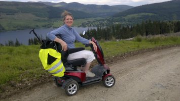 Barbara Hogarth with her mobility scooter