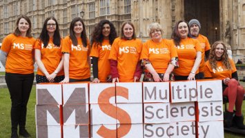 MS Society campaigners outside parliament 