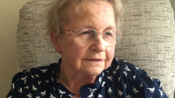 Sue pictured at home