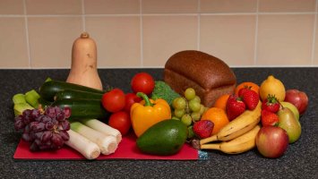 Photo shows a colourful array of fruit and vegetables