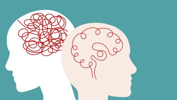 Graphic of two brains, representing mental health