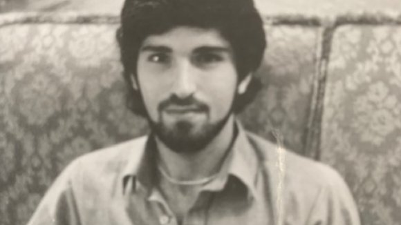 Black and white photo of Martin in the 80s