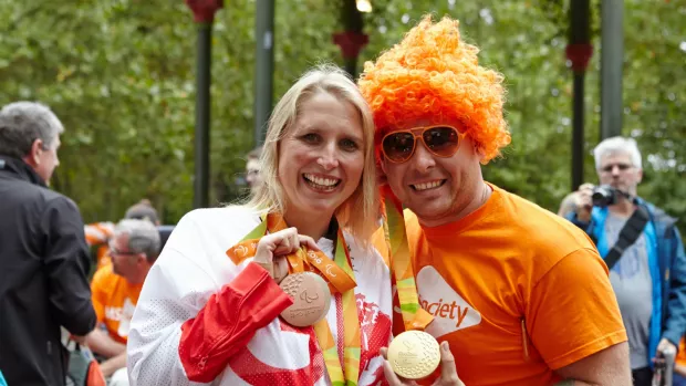 Ambassadors Stephanie Millward with a supporter