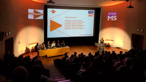 a crowd and panel at the annual MSS lecture