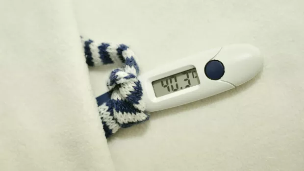 Digital thermometer on blanket