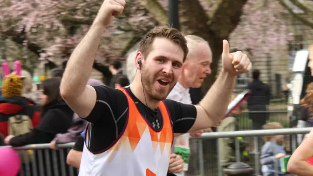 a man running the Bath Half marathon