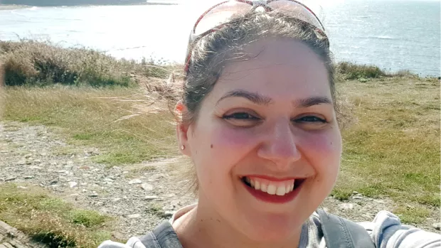 Carla at the top of Kimmeridge Bay