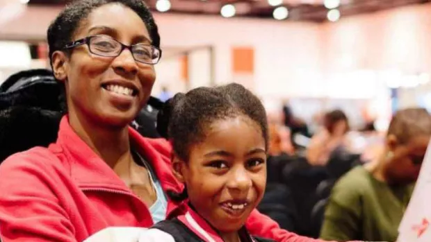 Mother and daughter getting MS information
