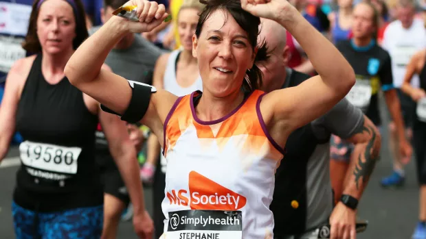 a woman running the Edinburgh Marathon