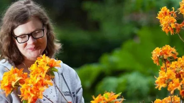 Woman with orange flowers