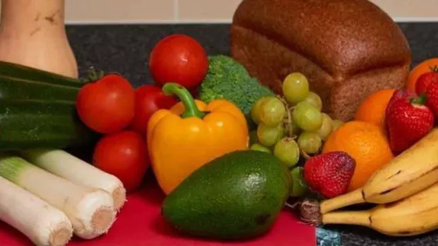 Photo shows a colourful array of fruit and vegetables