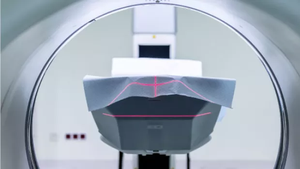 MRI scanner bench from inside a scanner 