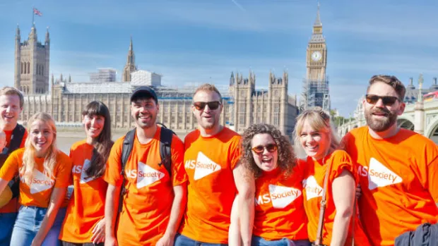 MS Walk fundrasing team on the Southbank in London
