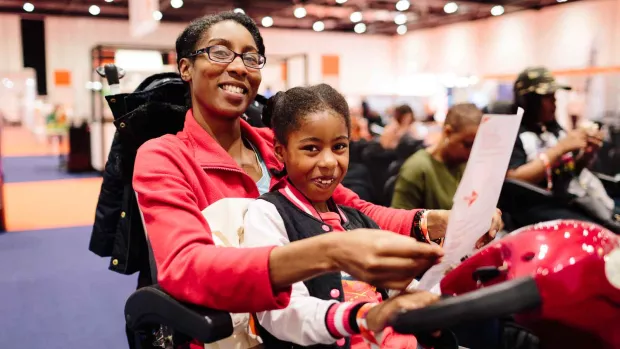 Mother and daughter getting MS information