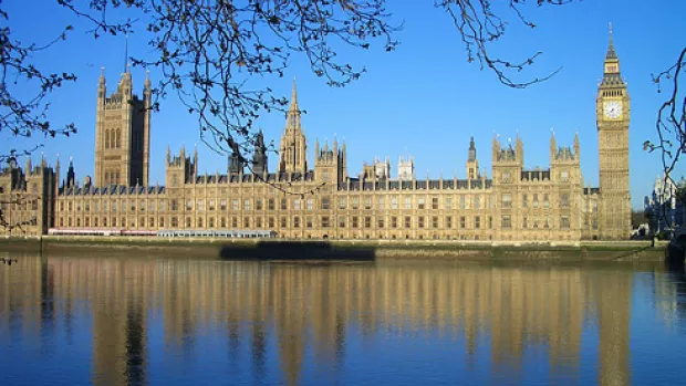 A photo of Parliament and the river Thames