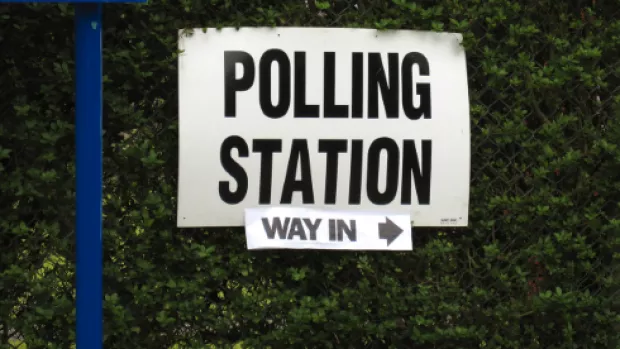 Polling station sign