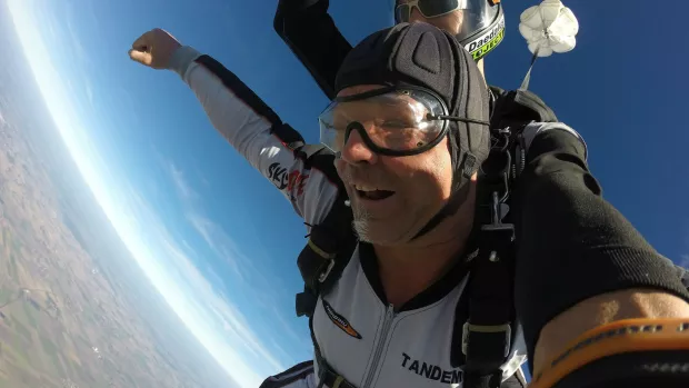 Woman skydiving