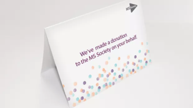  MS Society  In celebration donation place card