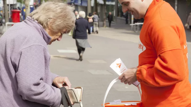 Man fundraising in Sutton