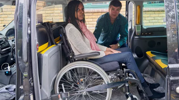 Woman with ms in car
