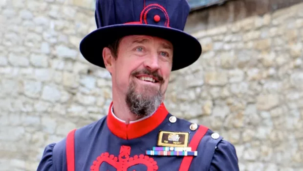 Andy dressed in his beefeater uniform