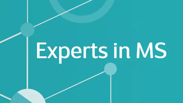 Experts in MS and abstract node design on teal background