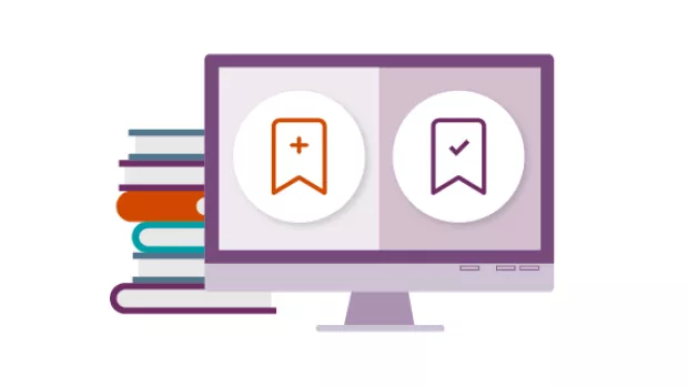 llustration shows computer screen with our bookmarking icon