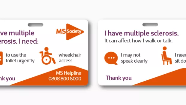 Both sides of the "I have MS" card showing icons and messages