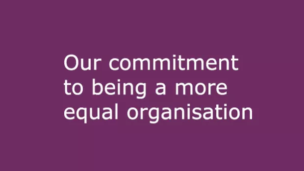 Text reads our commitment to becoming a more equal organisation