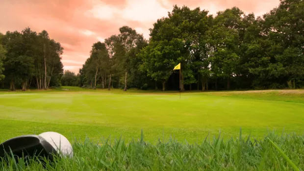 A golf course at twilight