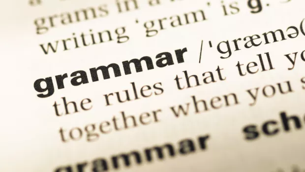 Close up of a grammar guide