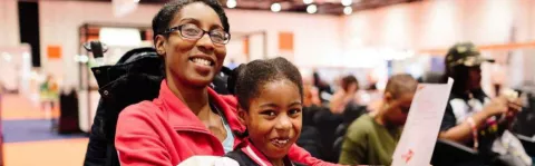 Mother and daughter getting MS information