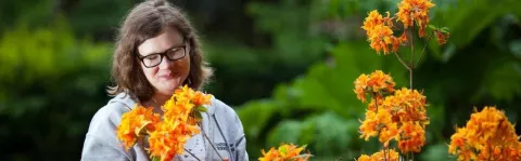 Woman with orange flowers